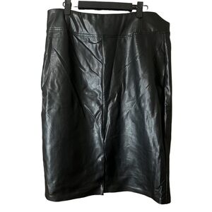 Laundry By Shelli Segal Vegan Faux Leather Black Pencil Mini Skirt Size Large